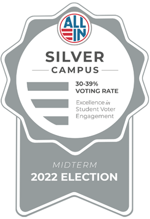 all_in_silver_2022 ALL IN Silver Campus — Midterm 2022 Election — 30-39% Voting Rate - Excellence in Student Voter Engagement